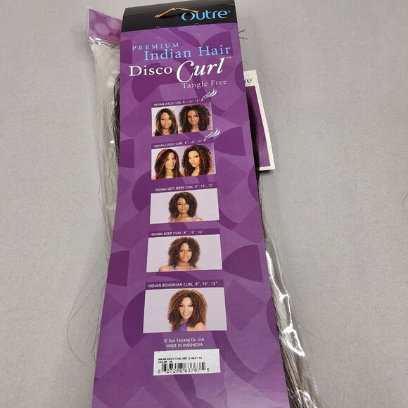 14" Indian Disco Curl #1B Off Black 100% Real Human Hair Extensions Outre - Picture 8 of 8